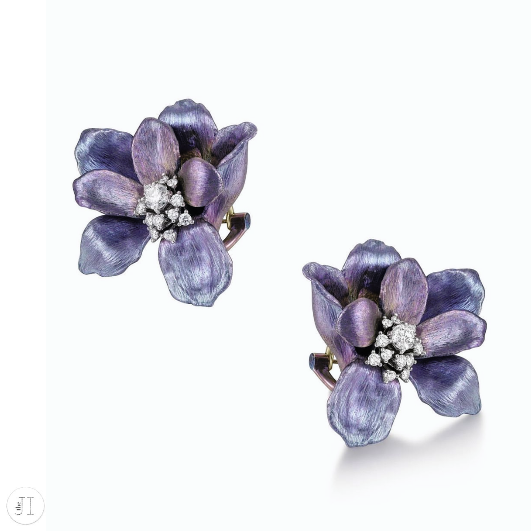 Richard Wu. Purple Magnolia Earrings
